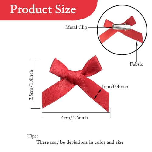 30 Pcs Mini Bowknot Hair Clips Set - Black, White, Red