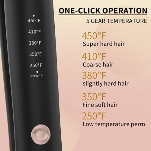 K&K 2-in-1 Flat Iron Curler - 1" Titanium Hair Straightener for Short Hair (Black)