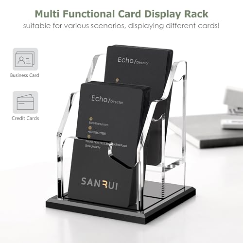 SANRUI Black Acrylic Business Card Holder - 2 Slot, 120 Card Capacity