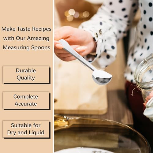 BERYLER Extra-Long Handle Measuring Spoon Set - 2PCS, 1 Tbsp (15ml), Stainless Steel, Dishwasher-Safe