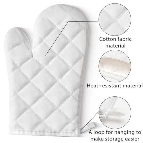 GROBRO7 6-Piece Cotton Oven Mitts & Pot Holders Set - Heat Resistant, Machine Washable, BBQ Gloves with Hanging Loop