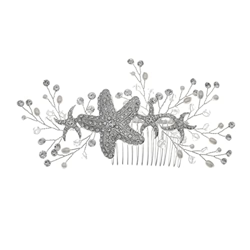 FRCOLOR Starfish Rhinestone Hair Comb with Pearls for Weddings