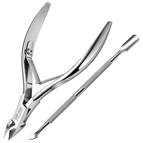 Cattio Professional Stainless Steel Cuticle Trimmer Set - Nippers, Pusher & Cutter for Home & Salon Use