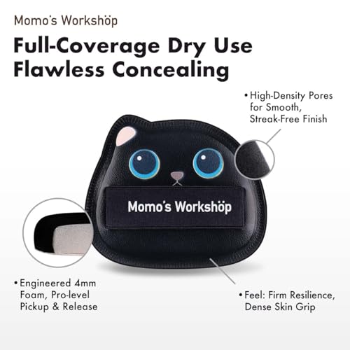 Momo's Workshop Black Cat Makeup Sponge Set - 2 Pcs with Storage Case