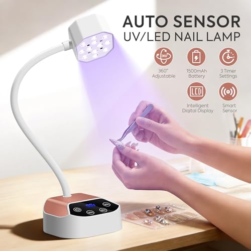 PRYZUNA 36W Cordless UV LED Nail Lamp – Portable Gooseneck Gel Curing Light