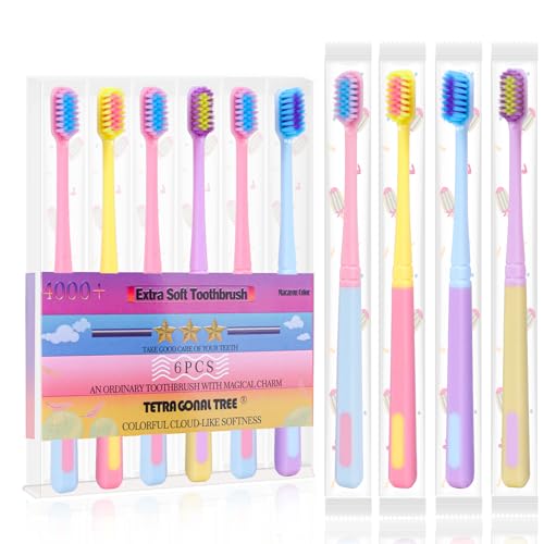 Extra Soft Toothbrush Set for Sensitive Teeth - 6 Pack in Macaron Colors