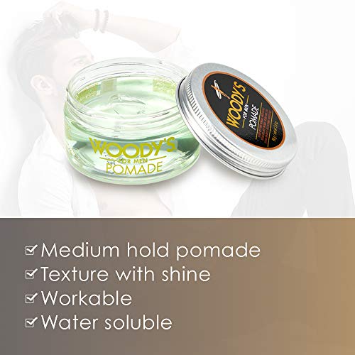 Woody's Pomade for Men - Strong Hold & High Shine, 3.4 oz (2 Pack)