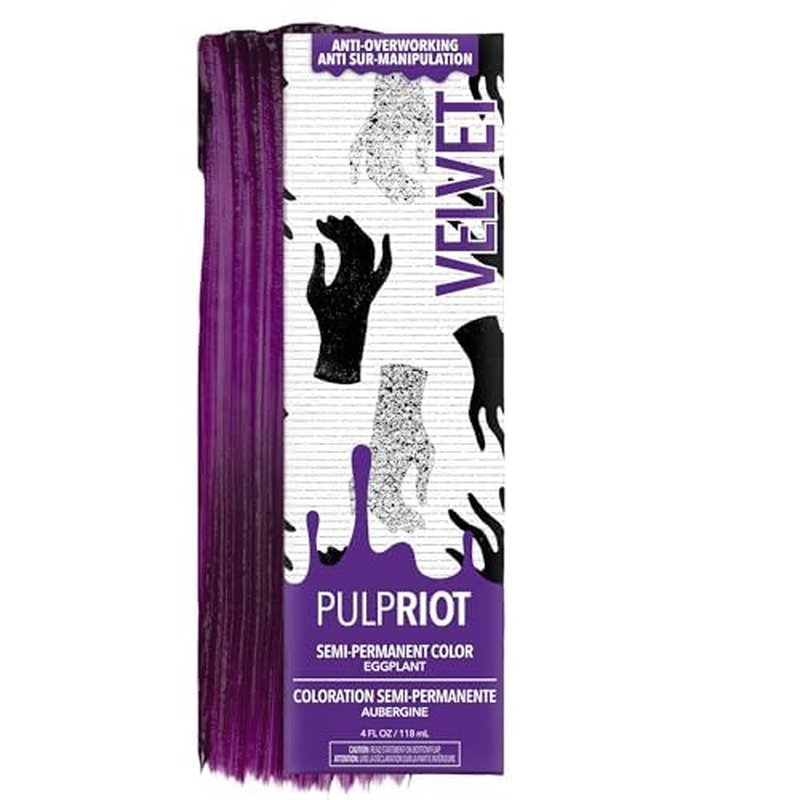 Pulp Riot Semi-Permanent Hair Color - Velvet Deep Purple with Pink Undertones | 4oz Vegan Conditioner-Based Formula