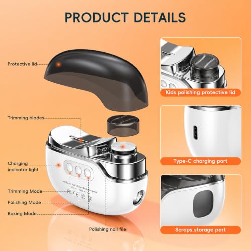 Blissleaf 3-in-1 Electric Nail Clipper for Babies & Adults with LED Light