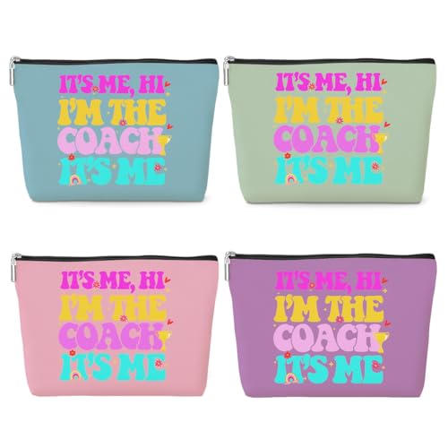 Funny Coach Appreciation Makeup Bag Set - 4 Pack Cotton Travel Pouch