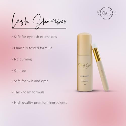 Unscented Eyelash Shampoo for Extensions & Natural Lashes - Gentle Foam Cleanser with Brush