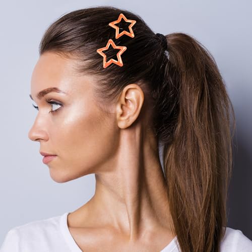 20-Piece Orange Star Hair Clips for Women - Non-Slip Barrettes