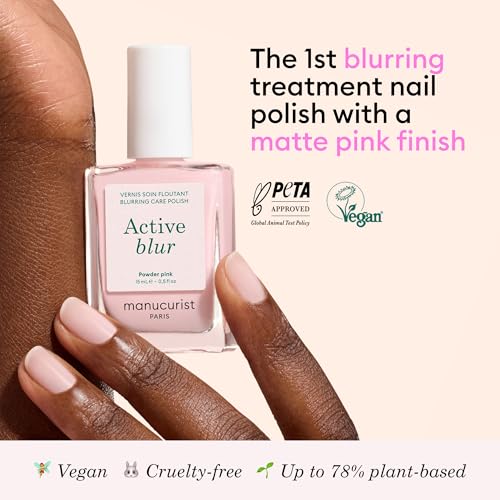 Manucurist Active Blur¢â Blurring Treatment Nail Polish ? Powder Pink Matte Nails Care with Niacinamide ? No Lamp ? Vegan & Made in France ? Nail Strengthener and Growth for Weak Nails ? Plant-Based