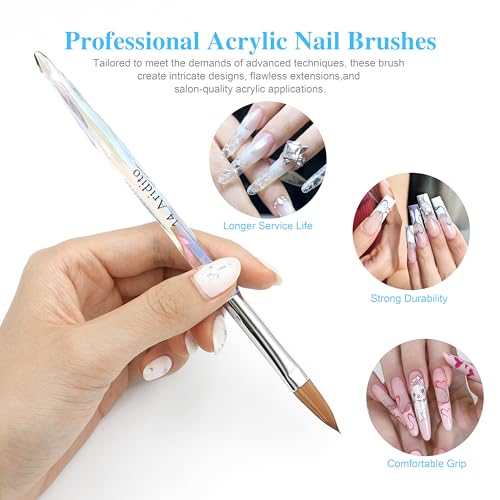 Professional Acrylic Nail Brush Set - 3pcs, Sizes 8/12/14