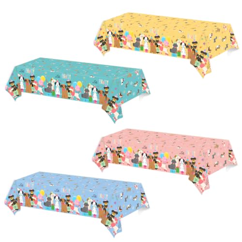 Candy Chef 4-Color Dog Birthday Tablecloths - Let's Pawty Party Supplies