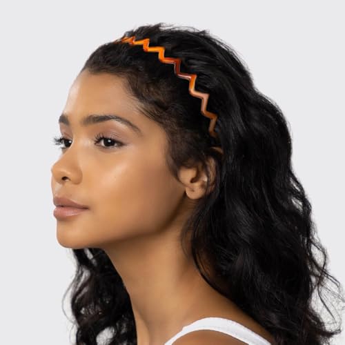 10 Pack Black & Brown Plastic Hair Bands with Teeth - Non Slip Zig Zag & Thin Styles for Women & Teens