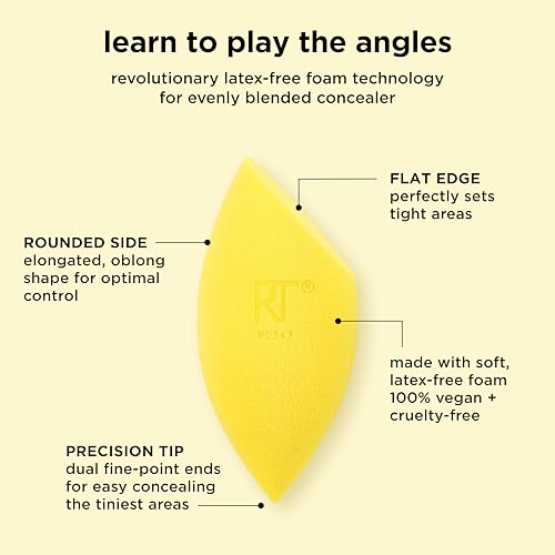 Real Techniques Miracle Concealer Sponge - Amarillo, 1 Count - Precision Makeup Blending Sponge