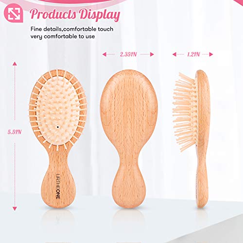 URTHEONE Beige Mini Detangling Hair Brush for Kids & Travel, Suitable for All Hair Types