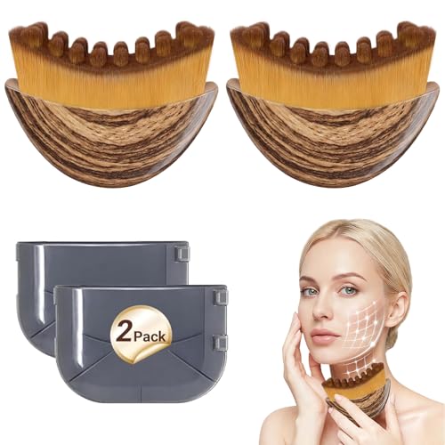 Light Brown Lymphatic Contour Face Brush - Soft Bristle Massager for Sculpting & Reducing Puffiness