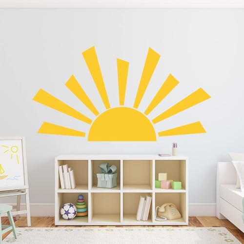 Boho Half Sun Wall Decal - Removable Vinyl Mural for Home Decor