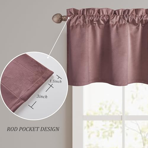 Dusty Rose Velvet Window Valance Curtain Panel - 52" x 18"