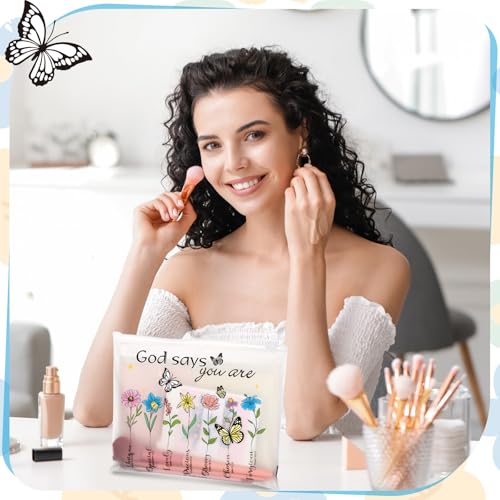 50 Pcs Inspirational Rainbow Cosmetic Bags - Motivational Zipper Pouches