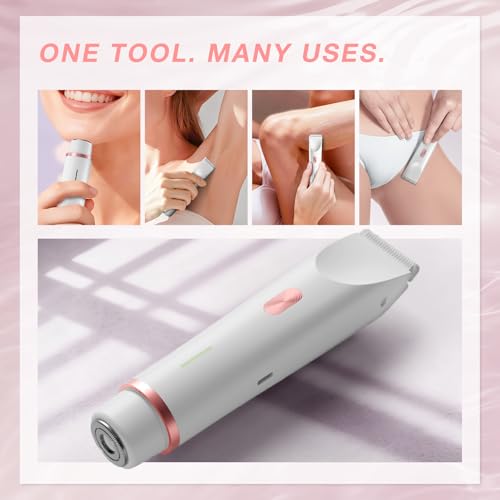 Bikini Trimmer for Women - Dual-Head Electric Groomer, White Rose