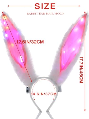 LED Light Up Bunny Ears Headband - Glow in the Dark Rabbit Ear Headpiece
