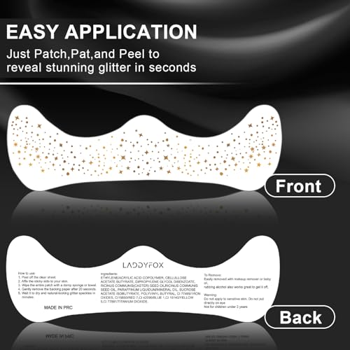 8 Pcs Gold Face Makeup Patches, Gold Glitter Freckles Face Tattoo, Glitter Freckles, Sparkle Makeup Patches, Waterproof Face Glitter Temporary Tattoos for Women and Girls