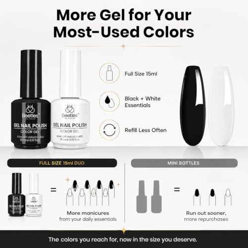 Beetles Q - Creme Black & White Gel Polish Set, 2 x 15ml