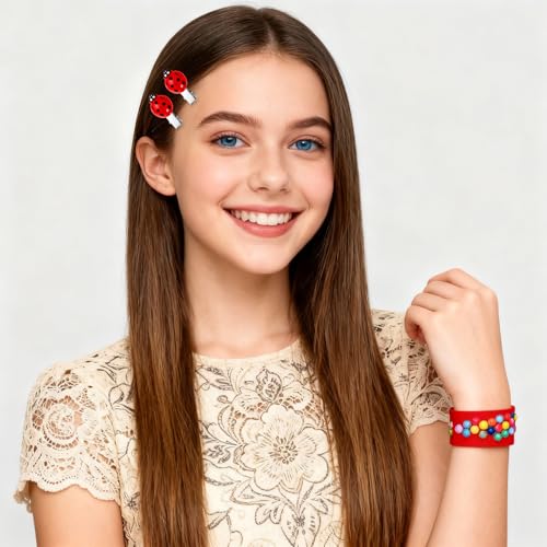 20 Ladybug Hair Clips - Cute Insect Barrettes for Kids & Parties