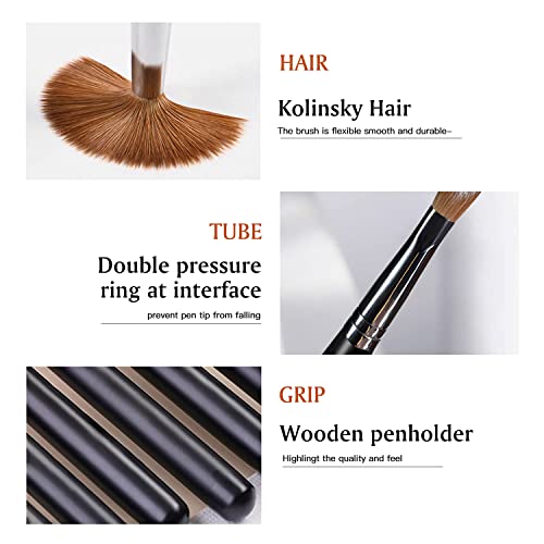 Yasterd Size 8 Kolinsky Acrylic Nail Brush - Oval Crimped Professional Tool