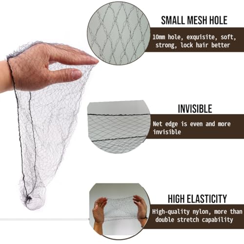 SUSISANG 100pcs Extra Large Invisible Hair Nets for Long Hair & Wigs