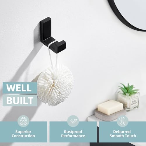 Matte Black SUS304 Stainless Steel Towel Hook for Bathroom