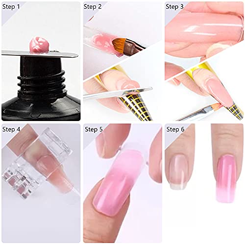 LIONVISON Poly Gel Nail Forms Stiletto Shape 120Pcs Clear Extensions with Brush & File - Variation C