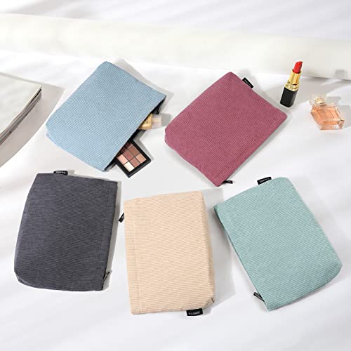 MAANGE Corduroy Makeup Bag for Purse - Portable Travel Pouch (Green)