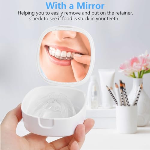 Portable Retainer Case with Mirror & Ventilation - Pink Floral