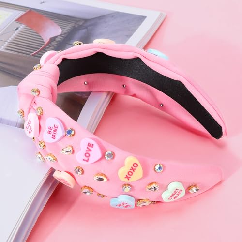 Pink Valentines Headbands for Women Teen Girls - Love Heart XOXO Hair Accessories