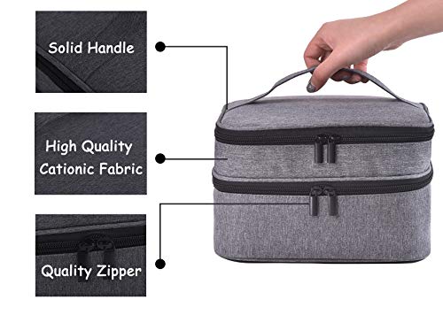 ZFZGFRCS Grey Nail Polish Organizer Bag Holds 30 Bottles Double Layer Travel Case
