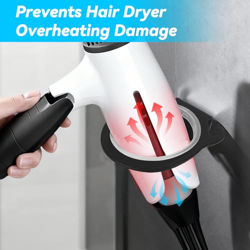Wall-Mounted Hair Dryer Holder - Aluminum Hair Dryer Rack