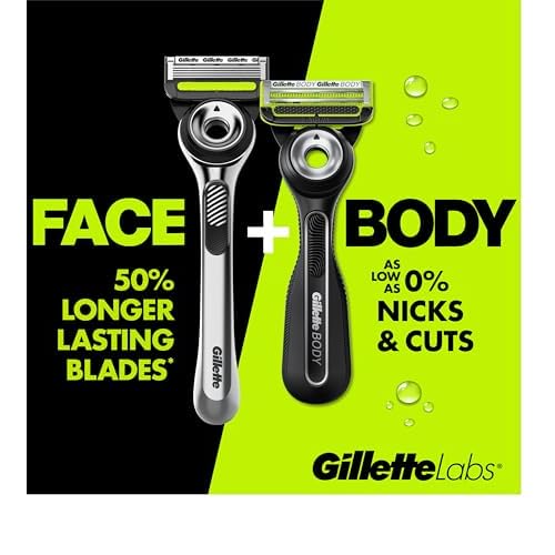 Gillette Labs Body + Intimate Razor For Men, Handle + 4 Blade Refills, Travel Cover