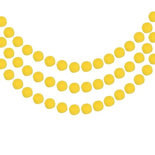 MECCANIXITY Yellow Felt Ball Garland - 8.2Ft, 24 Cotton Balls, Party Decor