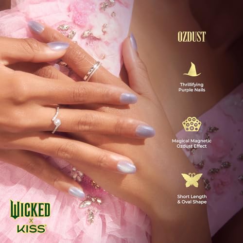 KISS Ozdust Press On Nails - Light Purple Short Oval Fake Nails Kit with Glue & Tools
