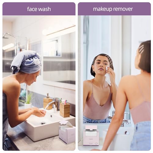 Disposable Face Towels Pack of 2, 65 Count, 10x12 inch Cotton Facial Cloths