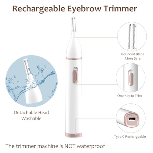 LAIKME Eyebrow Trimmer Razor for Women - Electric Eye Brow Trim Shaver - Painless Brow Trimming Rechargeable Facial Hair Removal for Eyebrows Chin Peach Fuzz Lips Ear Face Neckline with Comb