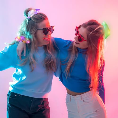 20 Pcs LED Scrunchies - Glow in the Dark Hair Ties with 3 Light Modes