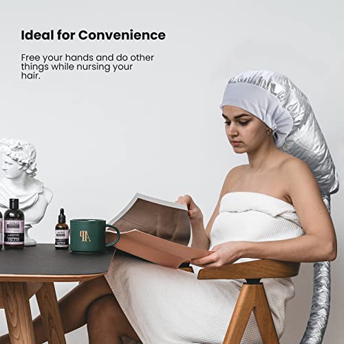 Segbeauty Bonnet Hooded Hair Dryer Attachment - Extra Large Silver Heat Cap