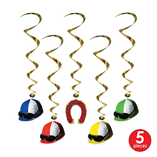 Beistle Jockey Helmet Whirls - 5 Horse Racing Party Decorations