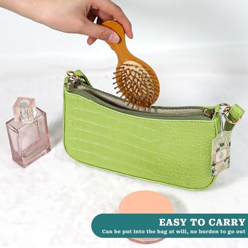 Mini Bamboo Hair Brush for Growth & Detangling - Natural Wooden Massager