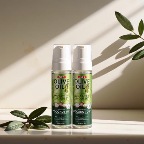 ORS Olive Oil Hold & Shine Mousse Set (2 Pack) - Coconut Infused, 7 Oz